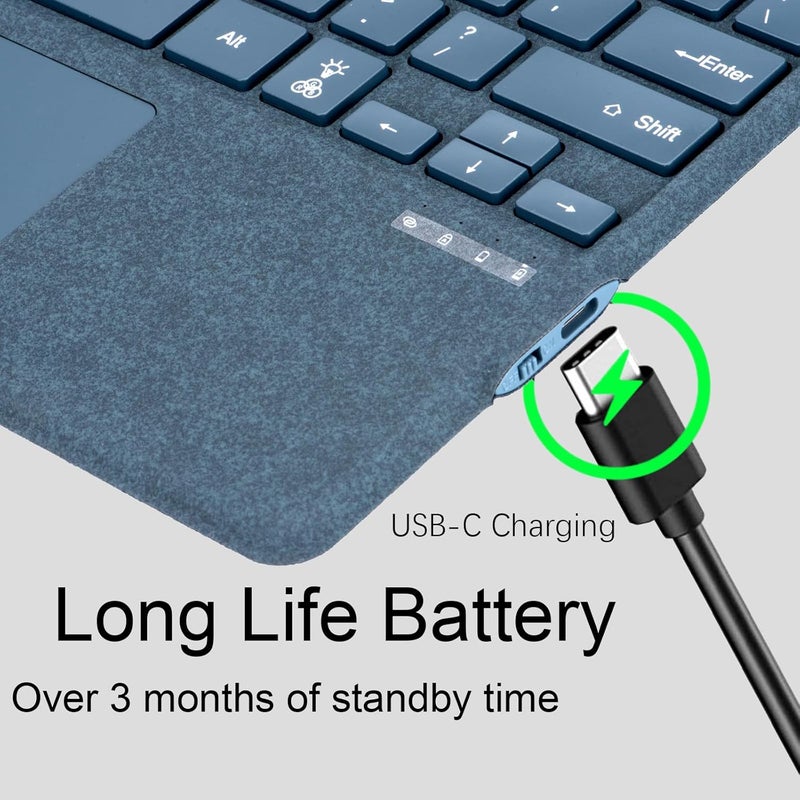 Mobee Type Cover for Microsoft Surface Pro 7+/ Pro 7 / Pro 6 / Pro 5 / Pro 4 / Pro 3, Bluetooch Type Keyboard with Multi-Touch Trackpad, Ultra Silm (Cobalt Blue with Backlit) - Image 5